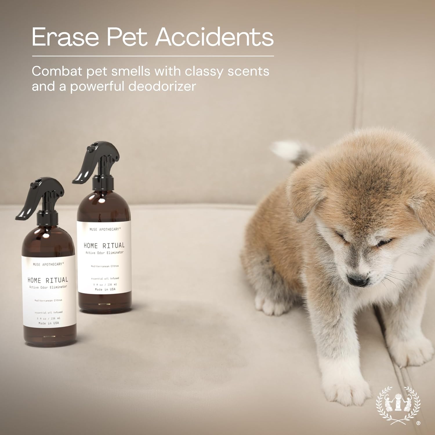 Muse Apothecary Home Ritual Active Odor Eliminator Spray - Furniture Deodorizer Spray & Bathroom Odor Eliminator for Home - Essential Oil Air Freshener - 4oz, Ocean Air