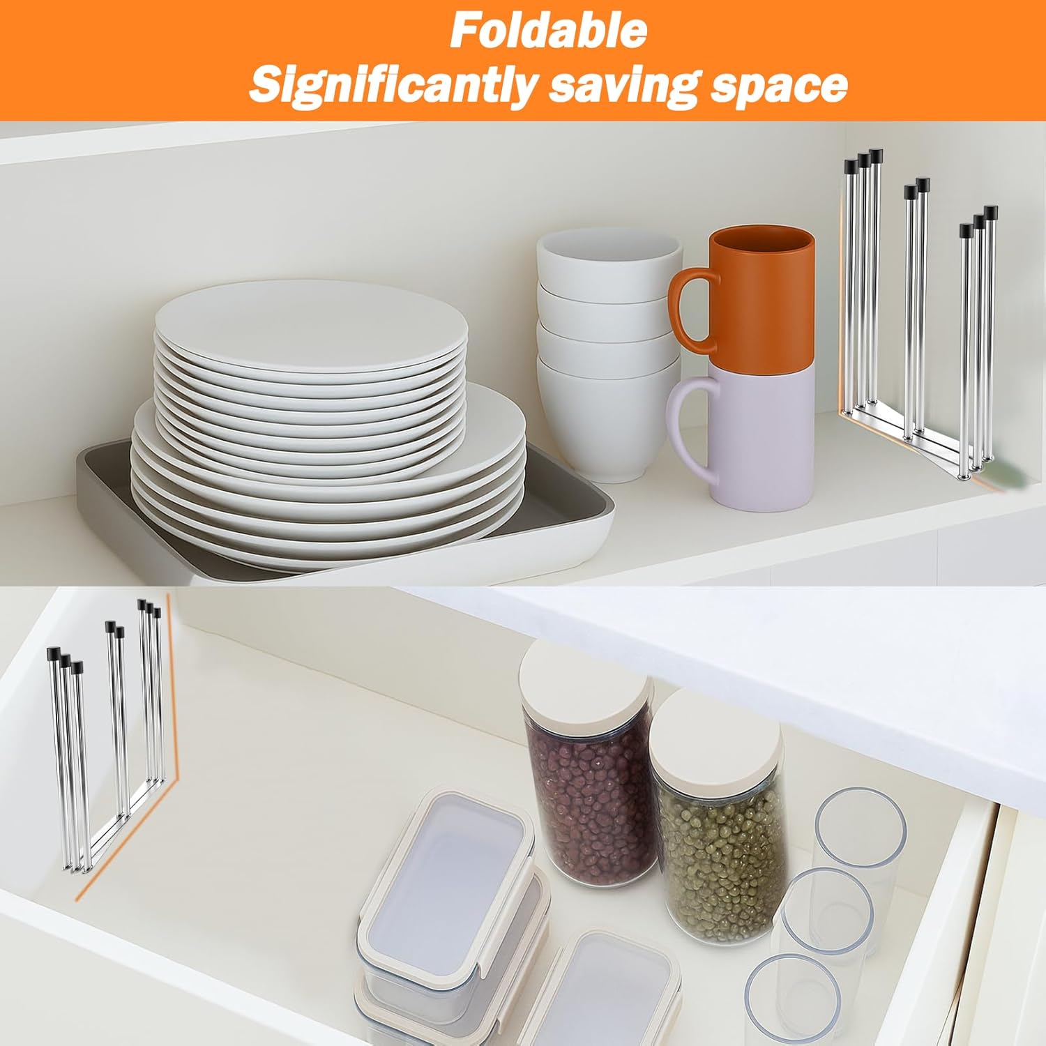 Palksky Foldable Bottle Drying Rack for Water Bottles & Cups - Stainless Steel Space Saving Dish Rack Holder Organizer for Kitchen Counter, Sink or Dishwasher