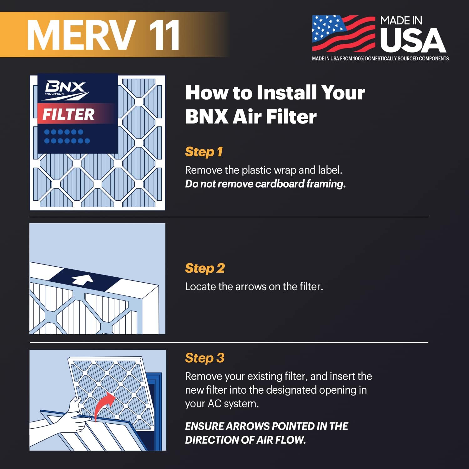 BNX TruFilter 20x23x1 Air Filter MERV 11 (6-Pack) - MADE IN USA - Allergen Defense Electrostatic Pleated Air Conditioner HVAC AC Furnace Filters for Allergies, Dust, Pet, Smoke, Allergy MPR 1200 FPR 7