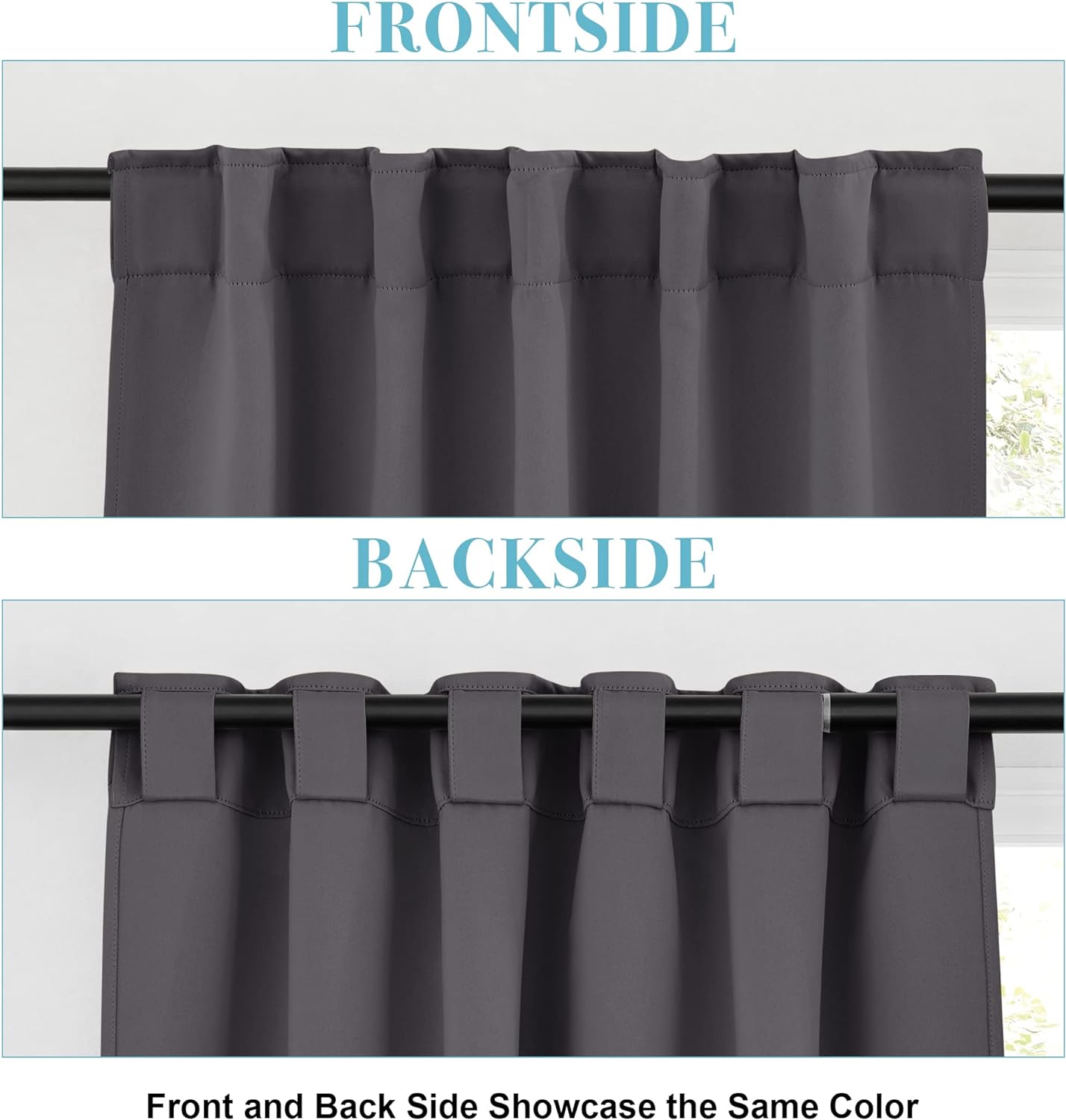 RYB HOME Grey Blackout Curtains - Thermal Insulated Window Drapes for Bedroom Kitchen Dining, Sunlight Block Blinds for Nursery Kid's Room, 42 Width by 54 Length, Gray, 2 Panels