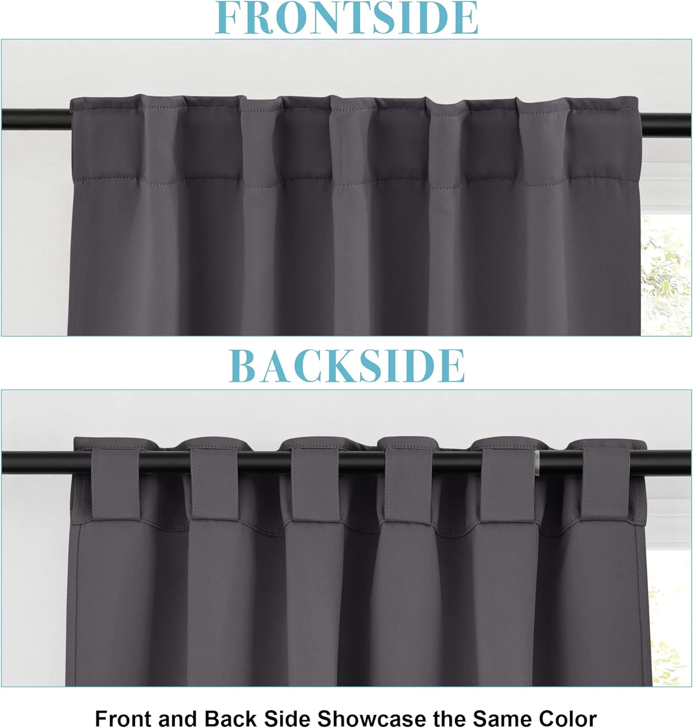 RYB HOME Blackout Curtains for Living Room, Back Tab & Rod Pocket Top Insulating Window Decor for Bedroom Dining Sliding Glass Door Home Office, W 62 x L 84, Grey, 2 Panels