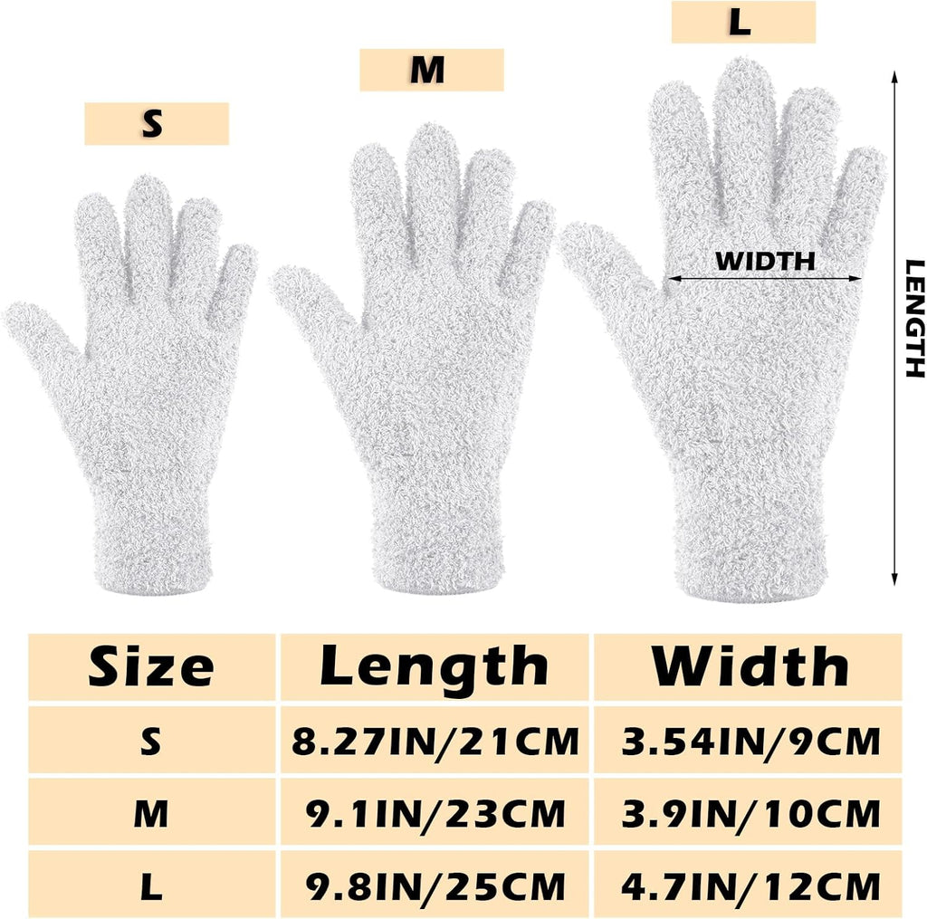Patelai 3 Pairs Microfiber Plant Dusting Gloves Leaf Cleaning Gloves for Indoor Plants, Blinds, Furniture, House(Small,White)