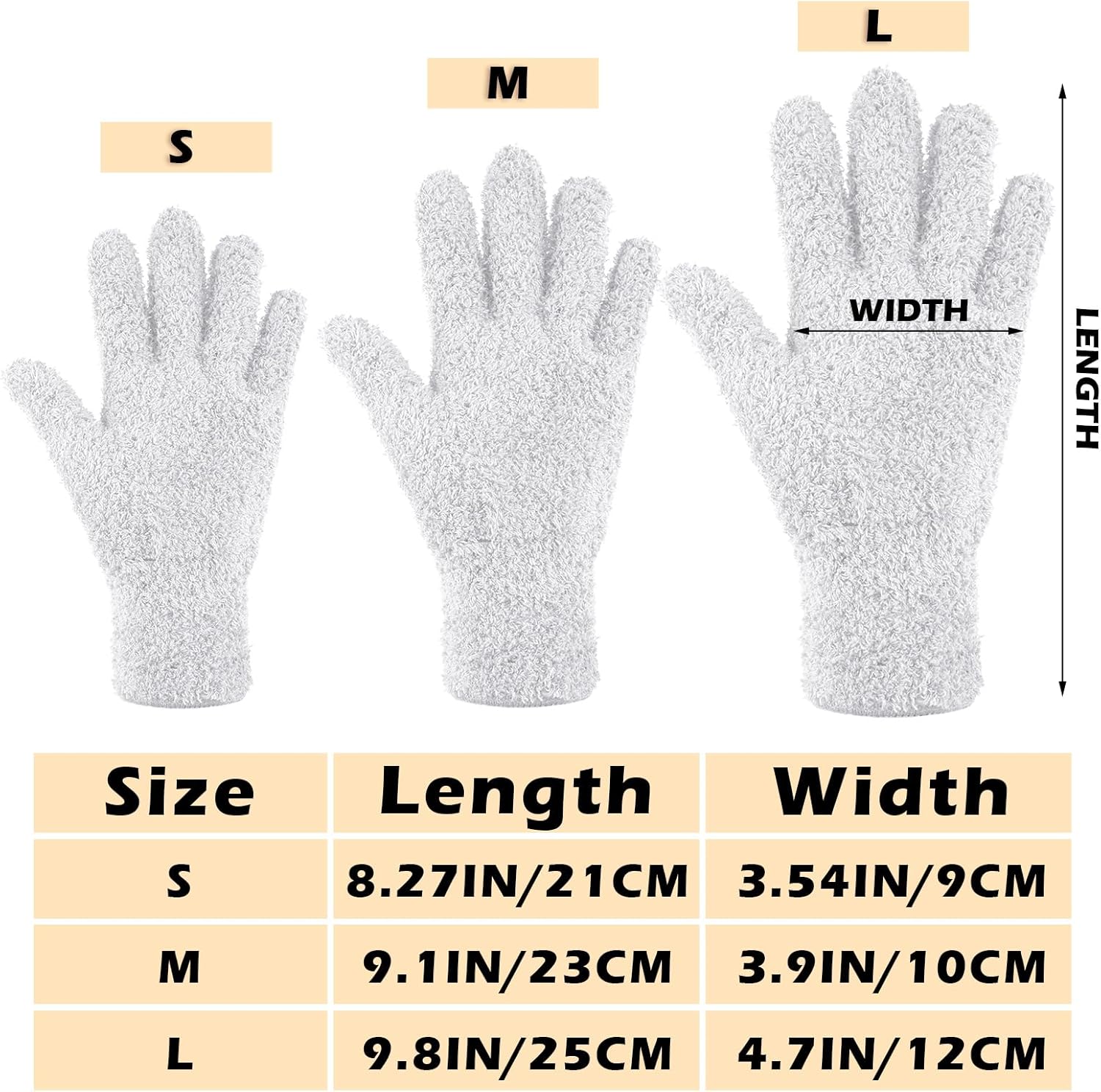 Patelai 3 Pairs Microfiber Plant Dusting Gloves Leaf Cleaning Gloves for Indoor Plants, Blinds, Furniture, House(Medium,White)