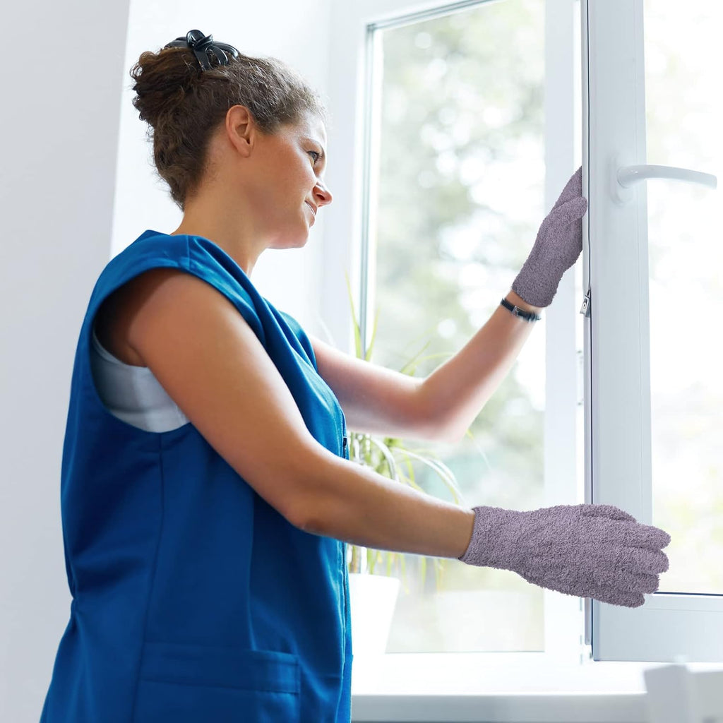 Patelai 3 Pairs Microfiber Plant Dusting Gloves Leaf Cleaning Gloves for Indoor Plants, Blinds, Furniture, House(Small,Pink, Nude, Light Purple)