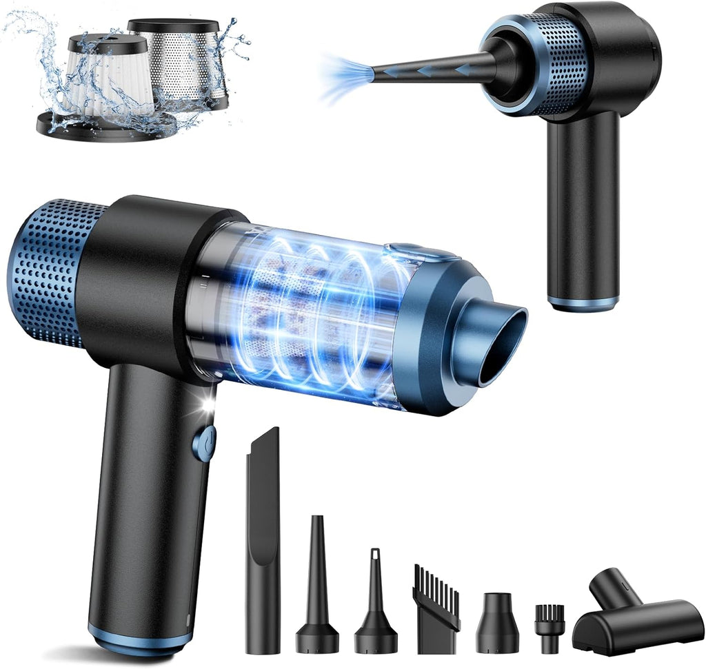 EYYA Handheld Car Vacuum Cleaner Cordless, 15000PA High Power Vacuum & Air Duster, 4-in-1 Portable Mini Vacuum with LED Light, Hand Held Vacuum Cleaner for Car Home Office