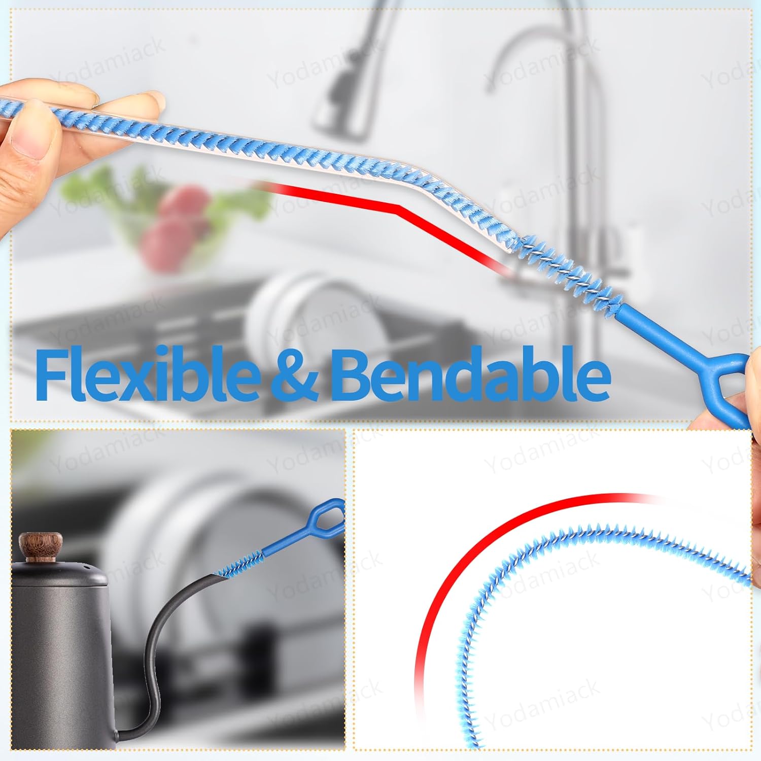 Heavy Duty Straw Cleaner Brush - 12.6 Inch Full Bristles Coverage (4-Size) and Ergonomic Grip Handle for Tumbler, Sippy Cup, Bottle and Tube (4 Pack)