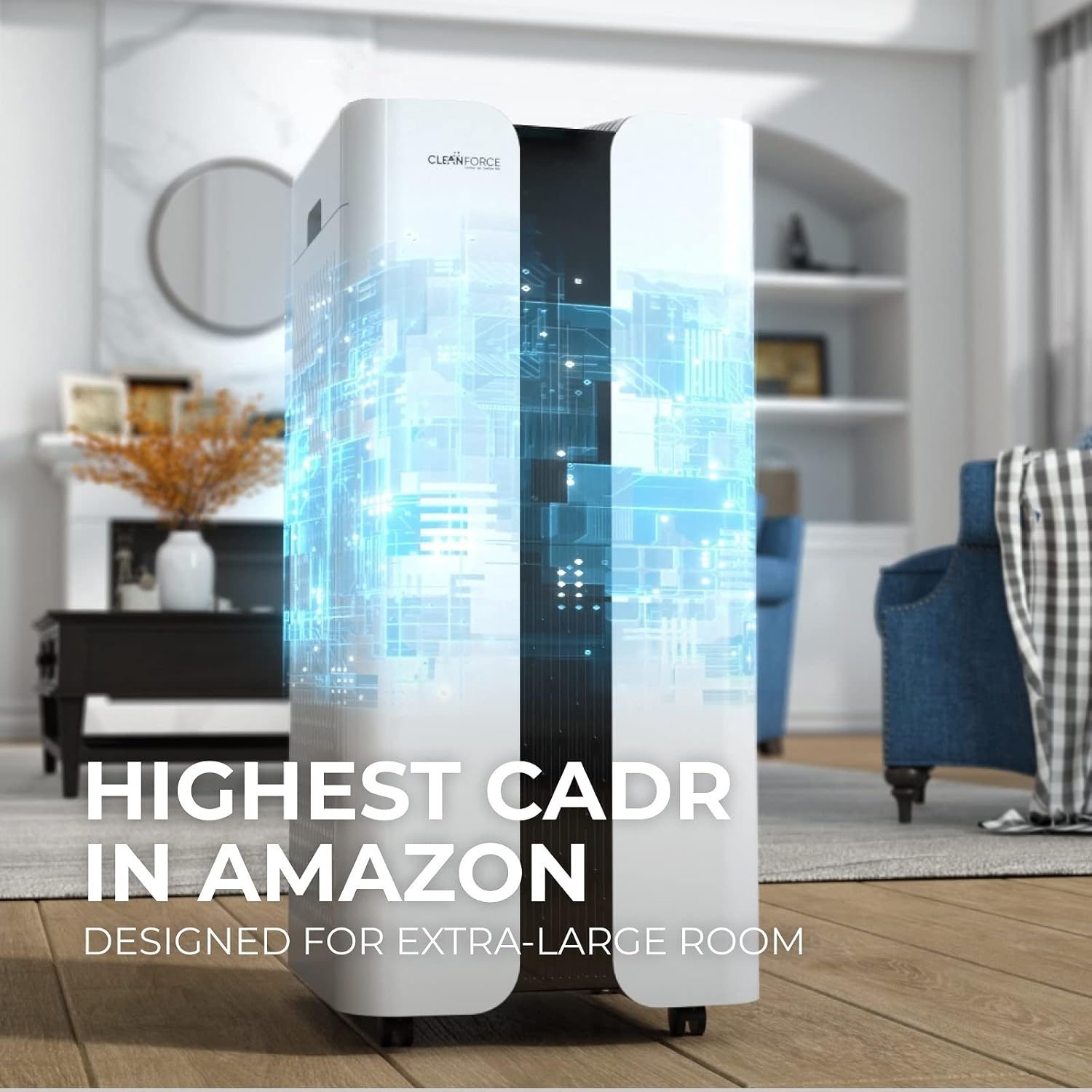 CleanForce Extra large Air Purifier for home large room, covers 4000 ft², H13 True HEPA Filter, Filters 99.97% Dust, Smoke, Odor, Pollen, VOCs, Commercial Air Cleaner for office, classroom | MEGA1000
