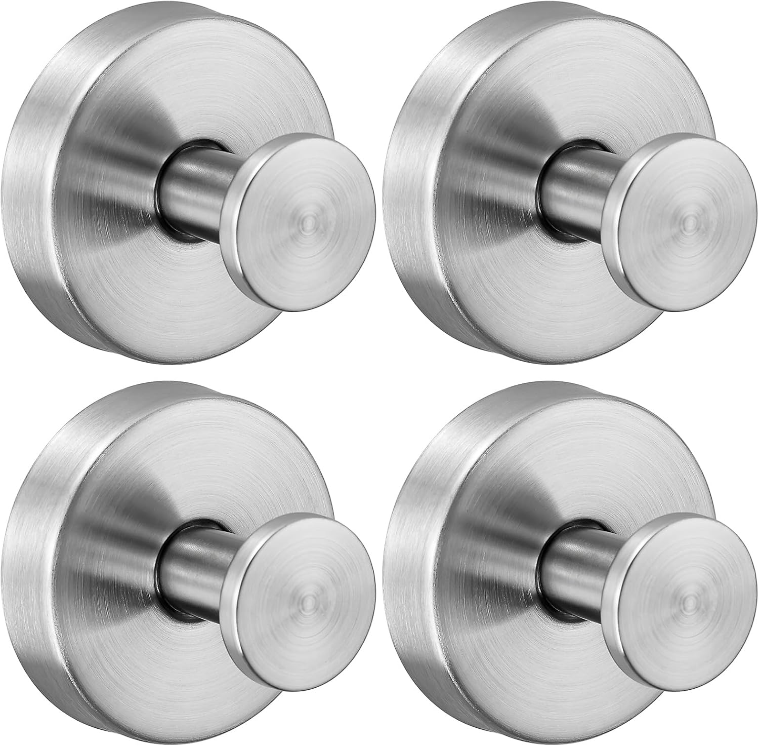 Reusable Heavy Duty Suction Cup Hooks for Kitchen/Bathroom/Shower - Wet-Proof Hooks for Towels, Robes, Loofah&Wreaths/No Drill Mounting on Glass, Tile, Metal (4, Brushed Nickel)