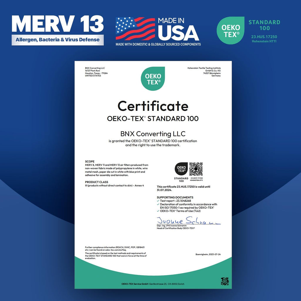 BNX TruFilter 16x25x2 Air Filter MERV 13 (4-Pack) - MADE IN USA - Electrostatic Pleated Air Conditioner HVAC AC Furnace Filters for Allergies, Pollen, Mold, Bacteria, Smoke, Allergen, MPR 1900 FPR 10