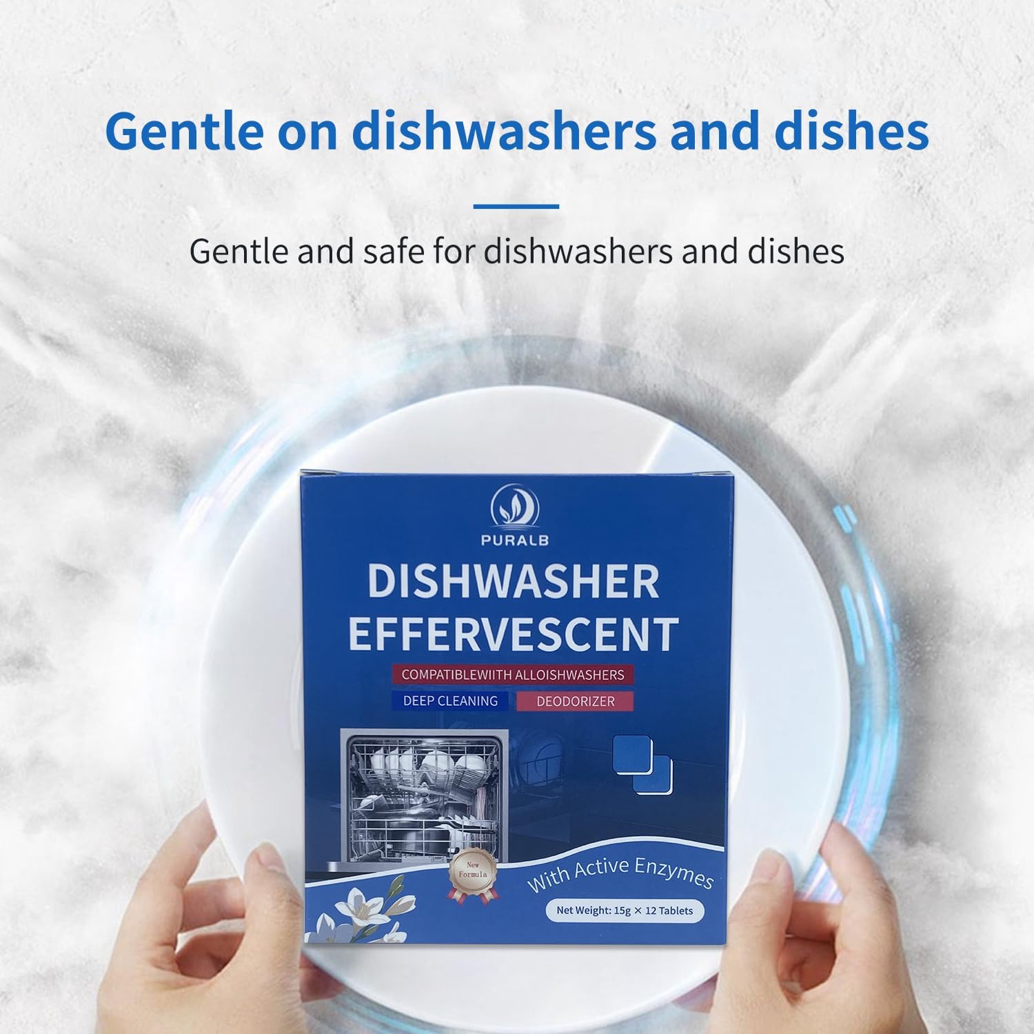 Dishwasher Cleaner Tablets - 24 Tabs (2x12 Pack), 1-Year Supply Heavy Duty Deodorizer Tabs for Deep Cleaning, Descaler Pods Remove Limescale & Grease, Septic Safe for All Dishwasher Brands - Puralb