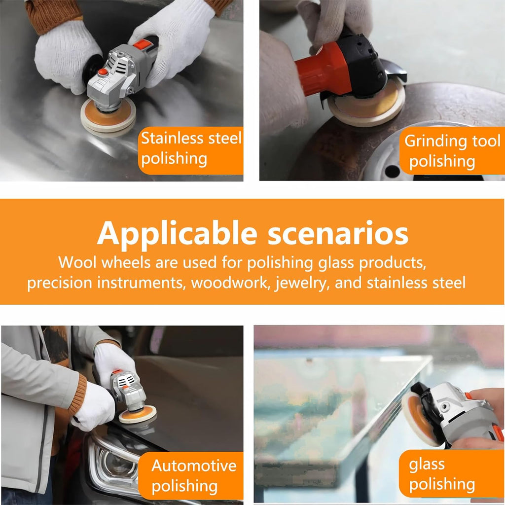 10 Pcs 4.5 Inch Wool Felt Polishing Wheel Disc,Wool Polishing Wheel Disc for 7/8Inch Arbor Angle Grinder, for Metal Aluminum,Stainless Steel, Chrome, Jewelry, Wood, Plastic, Ceramic, Glass