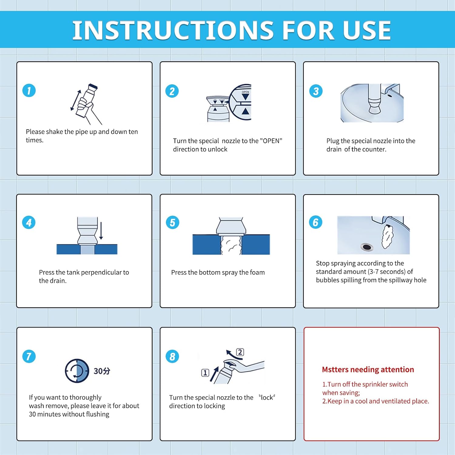 Drain Cleaner, Foaming Drain Cleaner and Deodorizer, Sink Cleaning Foam, Drains Clog Remover for Kitchen Bathroom Drains, Sinks, Tubs (2PCS)