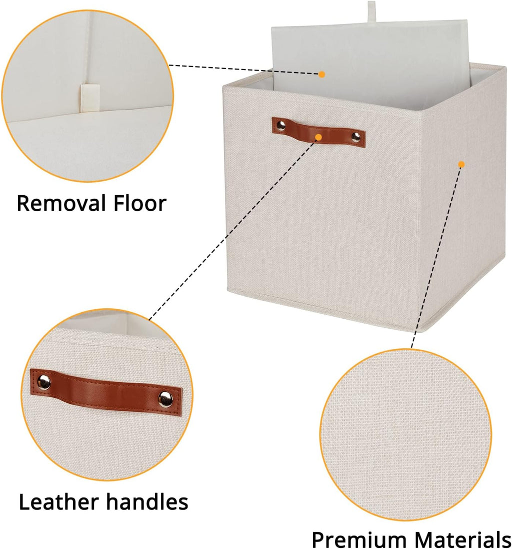 DULLEMELO Storage Baskets for Shelves Closet Storage,Sturdy Home Organization Bins for Gifts Empty,Foldable Fabric Storage Cubes Baskets for Nursery Toys Towels Clothes Storage(Beige-4 Pack)