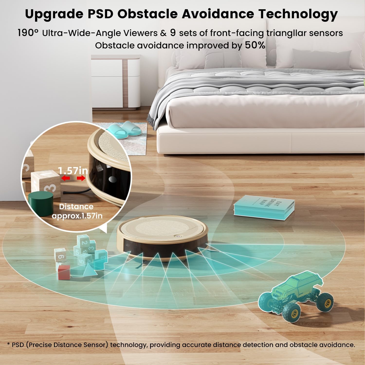 Lefant M310 Robot Vacuum Cleaner, 4500Pa Strong Suction with PreciSense Avoiding, Slim, Self-Charging, 160Mins Runtime, App/Wi-Fi/Alexa, Ideal for Pet Hair & Hard Floor Cleaning