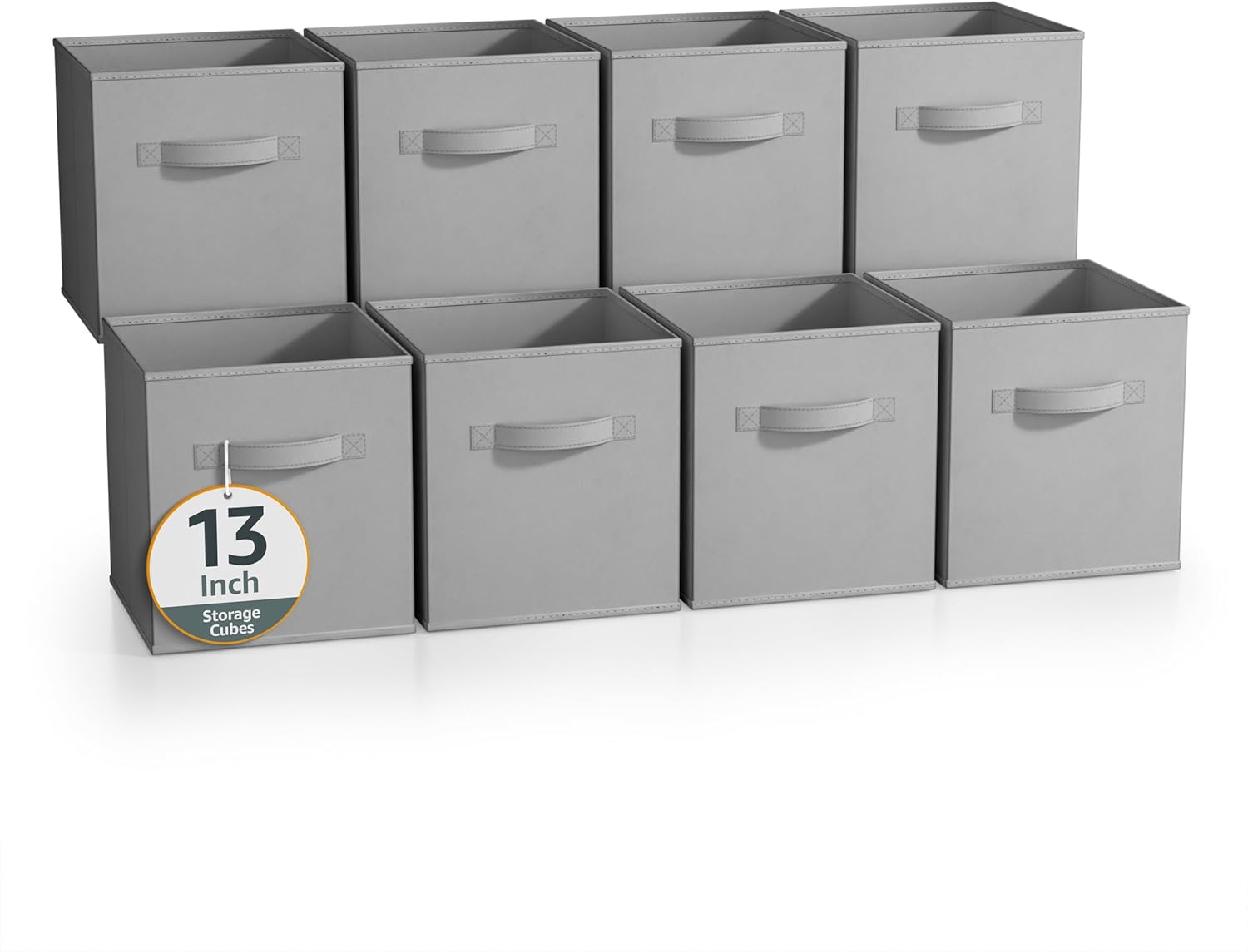 Sorbus 13 Inch Storage Bins - Sturdy Collapsible Fabric Storage Cubes with Handle - 8 Foldable Baskets for Organizing Clothes, Toys, Books - Storage Baskets for Shelves, Closets