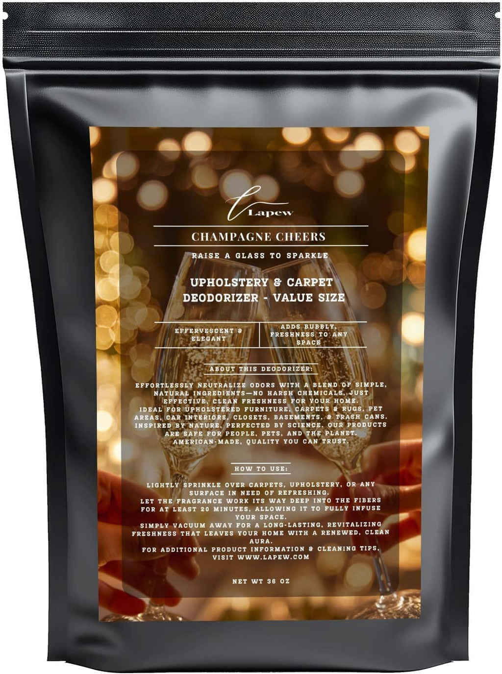 Champagne Cheers Carpet Freshener Powder Refill 36 oz | Powerful Odor Eliminator for Home | Upholstery Deodorizer | Carpet Deodorizer | Pet Urine | Cat Litter Box