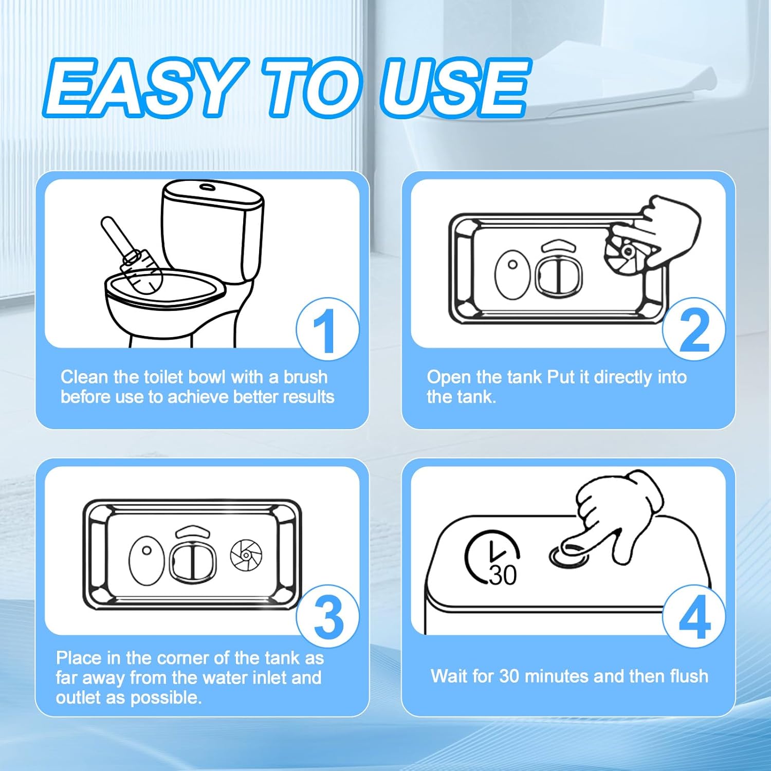 KIISIISO Toilet Bowl Cleaner Tablets 50 PACK, Automatic Bleach Toilet Tank Cleaners, Bathroom Long-Lasting Freshness, Slow-Releasing Powerful Deodorizing & Descaling