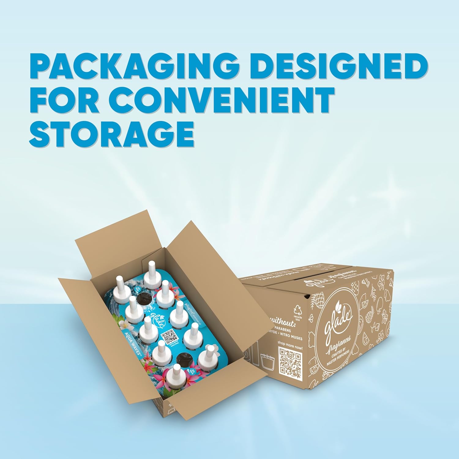 Glade PlugIns Refills Air Freshener, Scented and Essential Oils for Home and Bathroom, Aqua Waves, 6.7 Fl Oz, 10 Count (Packaging May Vary)