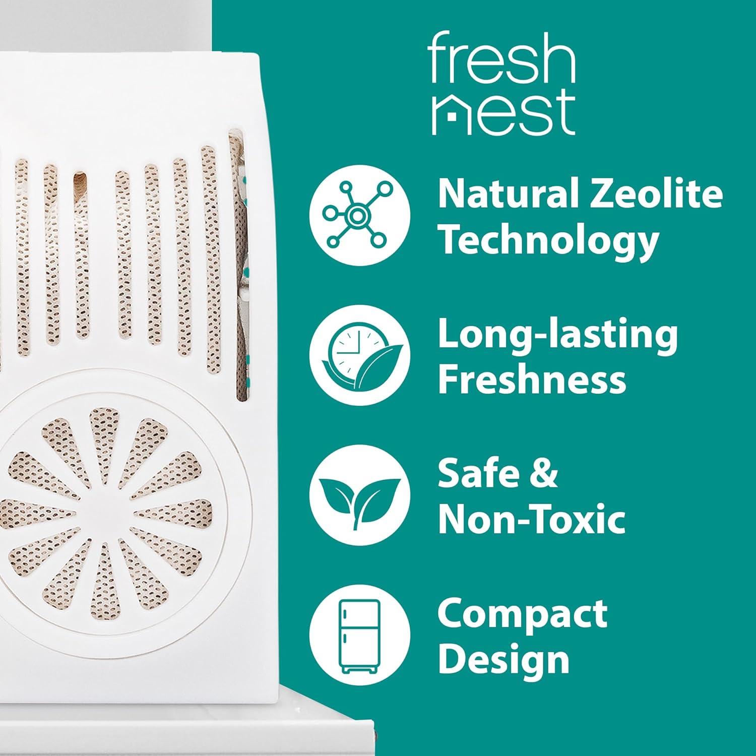 Refrigerator Deodorizer with Zeolites (4-Pack) - Odor Eliminator for Fridge & Freezer - Outshines Baking Soda and Bamboo Charcoal Bags - Long-Lasting, & Safe