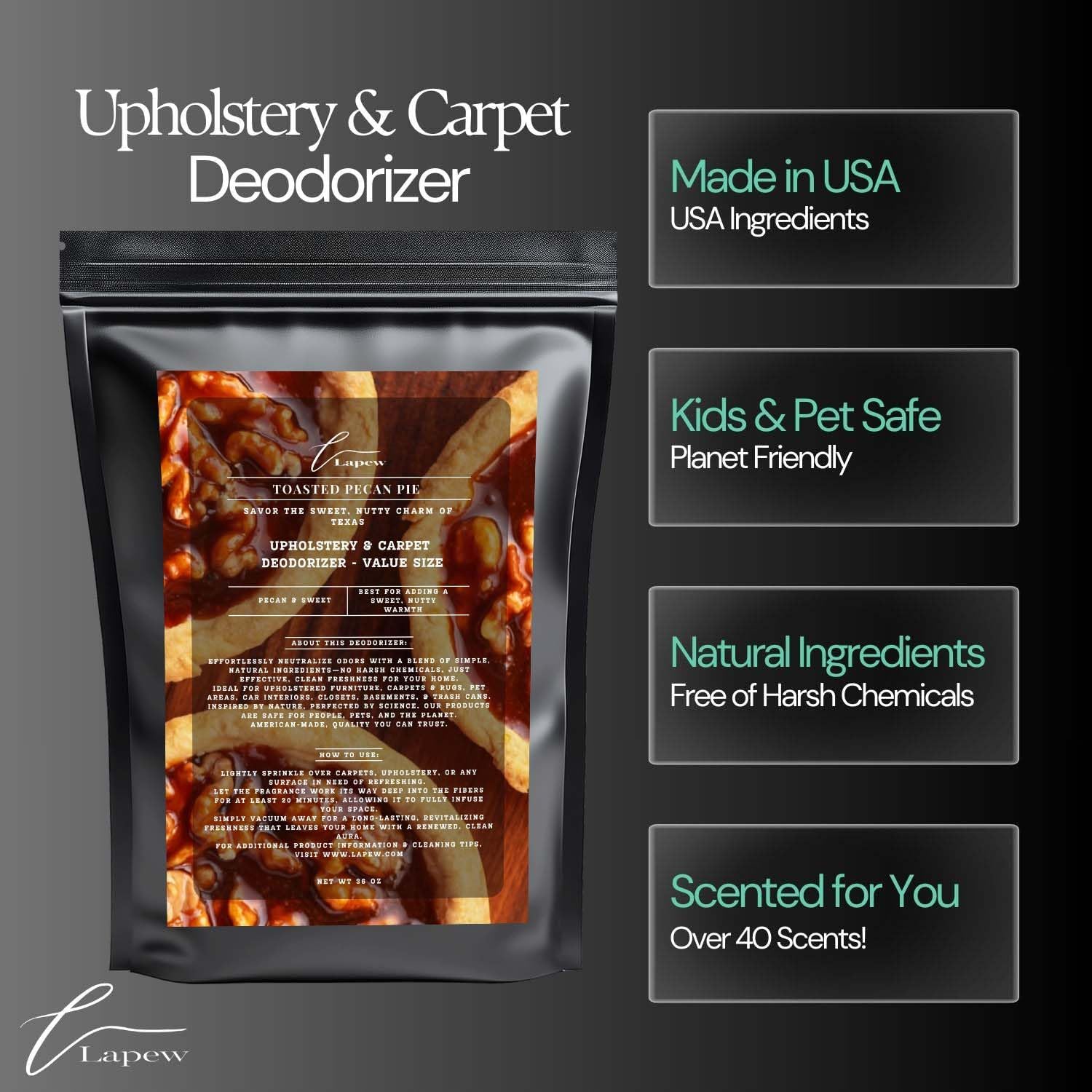 Toasted Pecan Pie Carpet Freshener Powder Refill 36 oz | Powerful Odor Eliminator for Home | Upholstery Deodorizer | Carpet Deodorizer | Pet Urine | Cat Litter Box