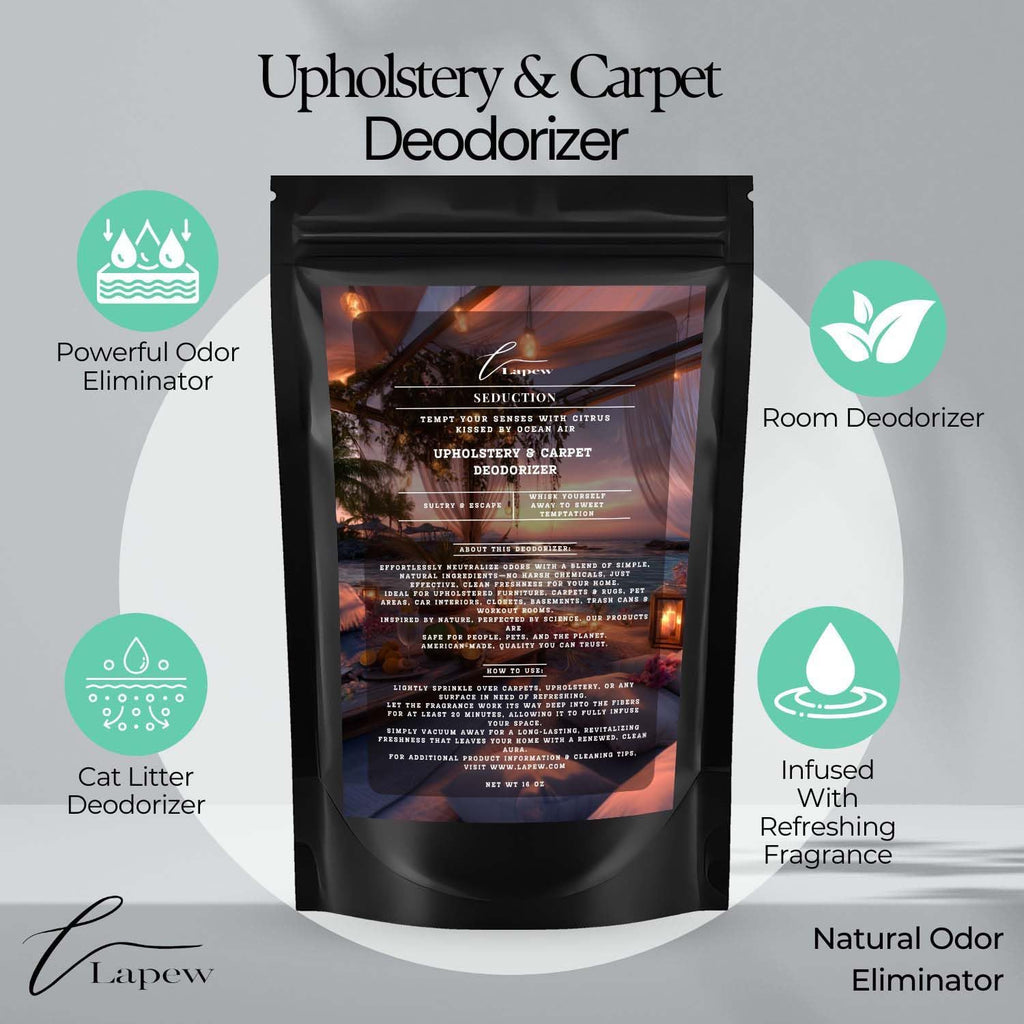 Seduction Carpet Freshener Powder: Powerful Odor Eliminator for Home, Upholstery Deodorizer, Carpet Deodorizer, Pet Urine, Cat Litter Box - Endless Weekend Fragrance