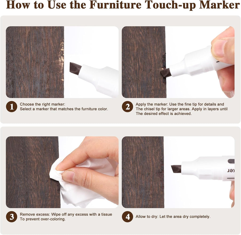 Dual Tip Furniture Markers Touch Up,Upgrade 13 Pcs Wood Markers Furniture Repair Kit,Touch Up Paint Pen and Wood Filler Putty Stick with Sharpener Kit,for Wood Stain Remover,Wood Floor Scratch Repair