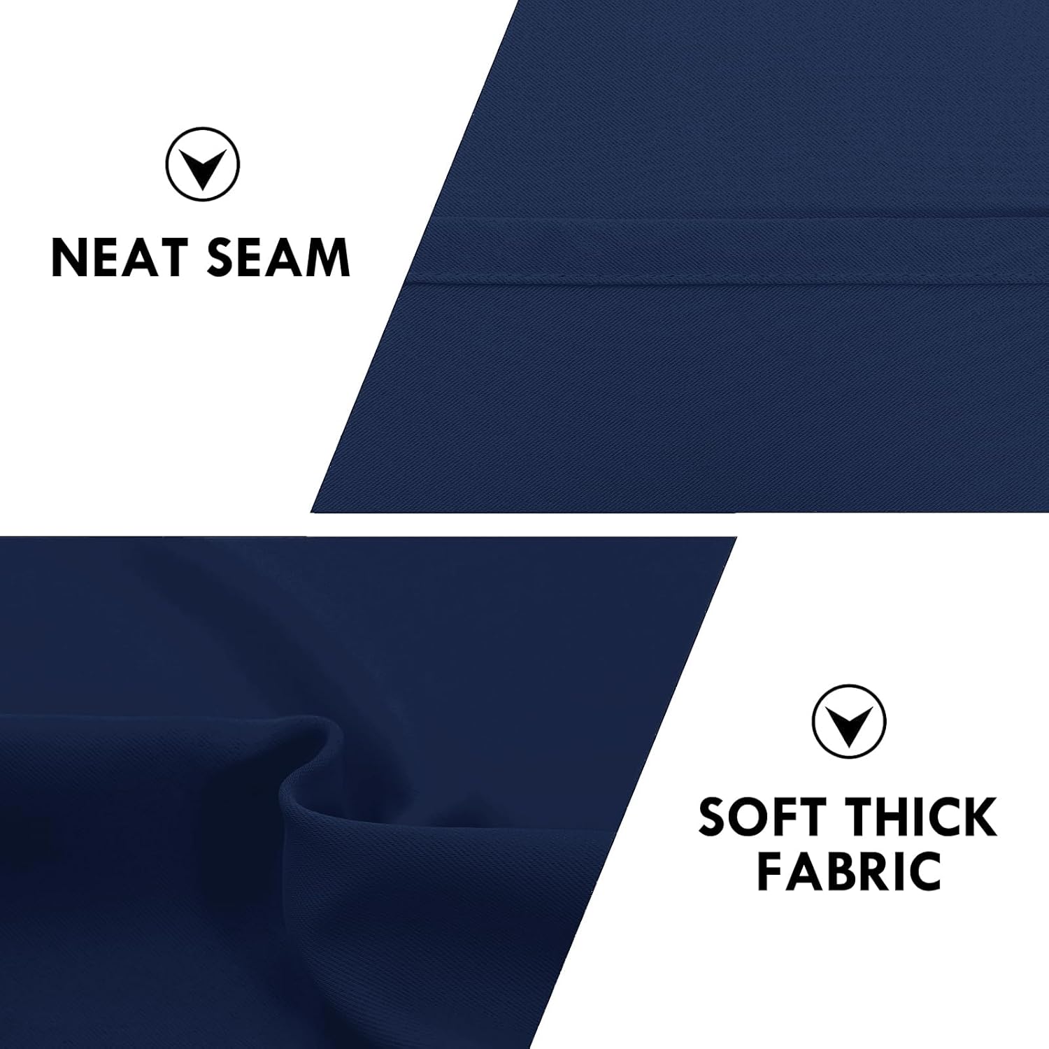 DWCN Short Blackout Curtains for Bedroom 45 Inches Long 2 Panels Set, Solid Thermal Insulated Energy Saving Window Treatment Drapes, Rod Pocket Curtains for Kids Boys Room (W42 x L45 Inch, Navy Blue)