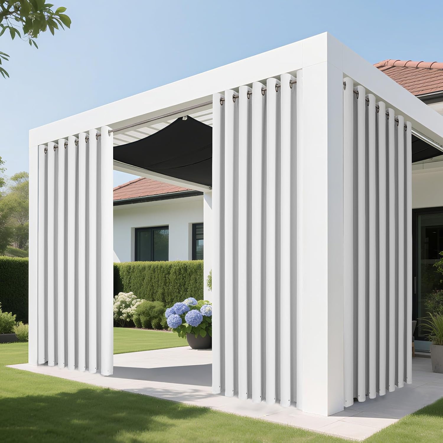 Joydeco Blackout Patio Sliding Door Curtains 90 Inches Long, Grommet Privacy Room Divider Curtains, Extra Wide Thermal Blackout Drapes for Bedroom Living Room (Pure White, 70Wx90L, 1 Panel)