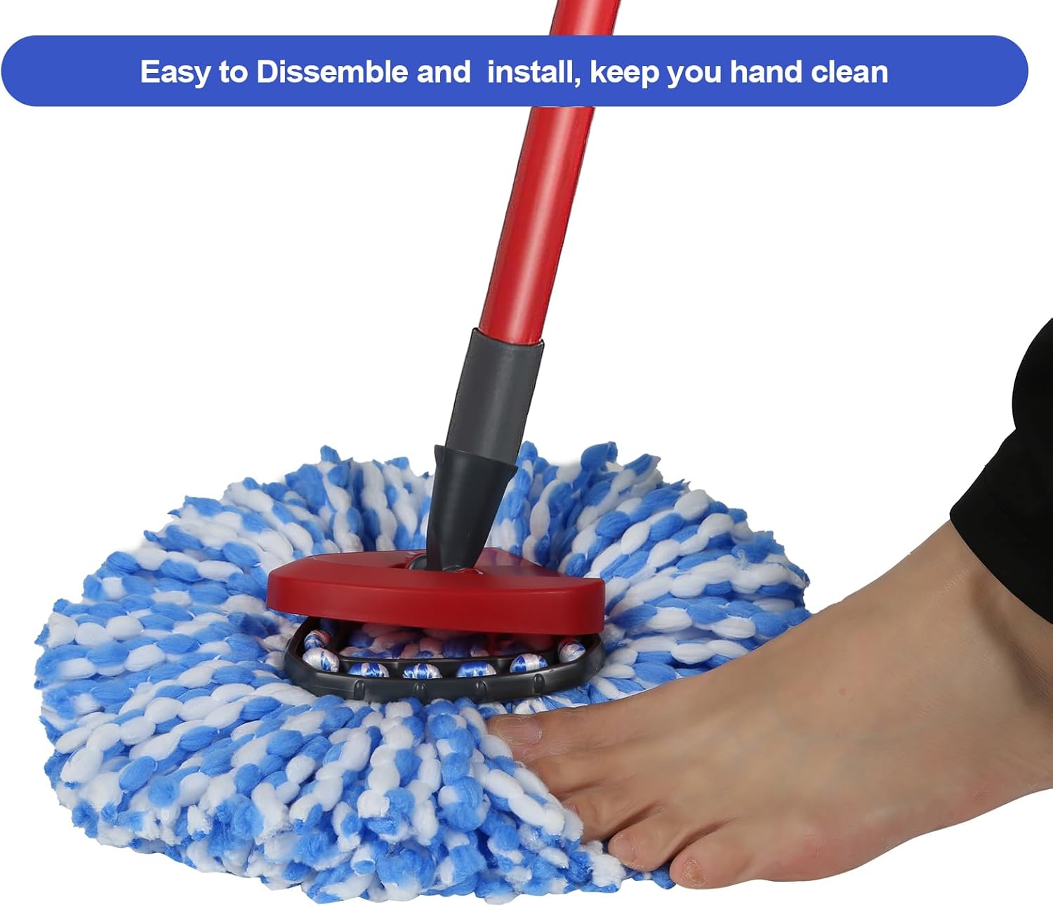 O-Cedar Spin Mop Replacement Handle - 4 Section Compatible With Mop Refills & Brooms, 30" - 58" American Threaded Joint End