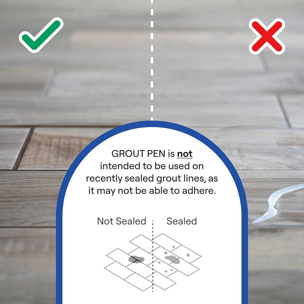 Grout Pen White Tile Grout Paint Marker: Waterproof Tile Grout Colorant and Sealer Pens for Cleaner Looking Floors & Whitener Without Bleach - Narrow 5mm, 2 Pack with Extra Tips (7mL) - White