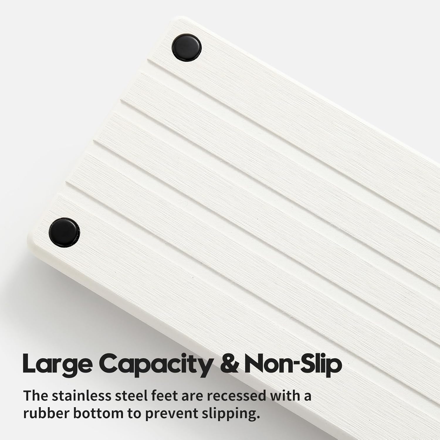 Instant Dry Sink Caddy Kitchen Sink Organizer, Quick Drying Stone Tray Diatomite Sponge Holder Soap Dish, Bathroom Countertop Fast Dry Water Absorbing Vanity Rack, White, 12" x 5"