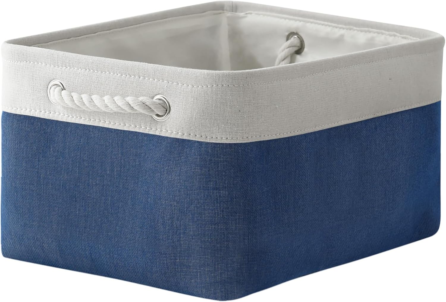 TheWarmHome Storage Bins for Shelves - 1 Pack 15.7x11.8x8.3 inch Fabric Storage Cubes, Storage Basket for Organizing Gift Laundry Cloth Toy Room (White & Jean Blue)