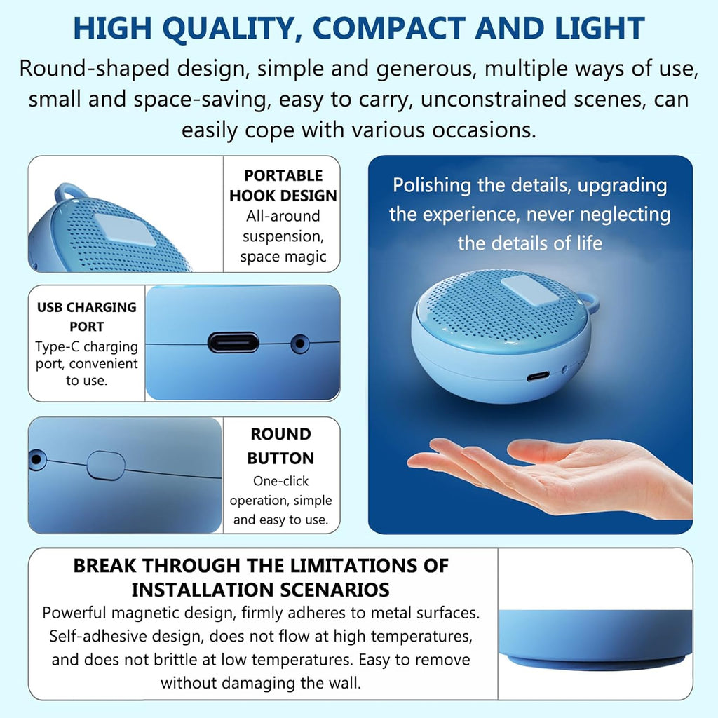 Refrigerator Deodorizer, Fridge Odor Absorber, Mini USB Rechargeable Ozone Odor Eliminator, Reusable for Fridge, Car, Closet, Wardrobe (Blue)