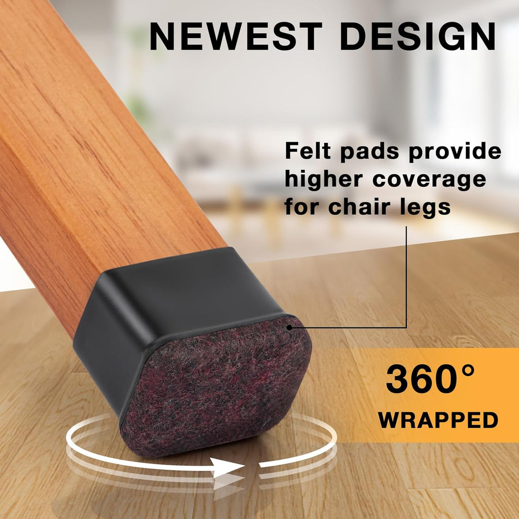16 Pcs Rectangle Chair Leg Floor Protectors, Silicone Chair Leg Protectors for Hardwood Floors, High Elastic Chair Leg Cover for Chair Table Desk, Protect Wooden Floors from Scratching, Won't Tear