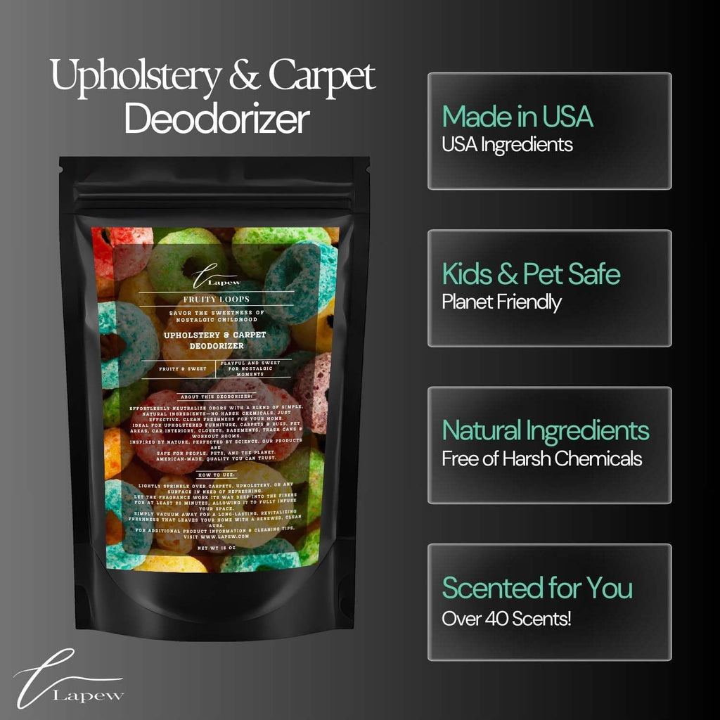 Fruity Loops Carpet Freshener Powder: Powerful Odor Eliminator for Home, Upholstery Deodorizer, Carpet Deodorizer, Pet Urine, Cat Litter Box - Fruity Loops Fragrance.