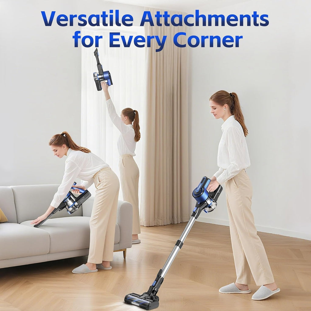 Cordless Vacuum Cleaner for Home, 45Kpa Lightweight Stick Vacuum with Powerful Suction, Rechargeable Battery Up to 50mins, Handheld Vacuum Cleaners for Carpets, Pet Hair，Hardwood Floors - Blue