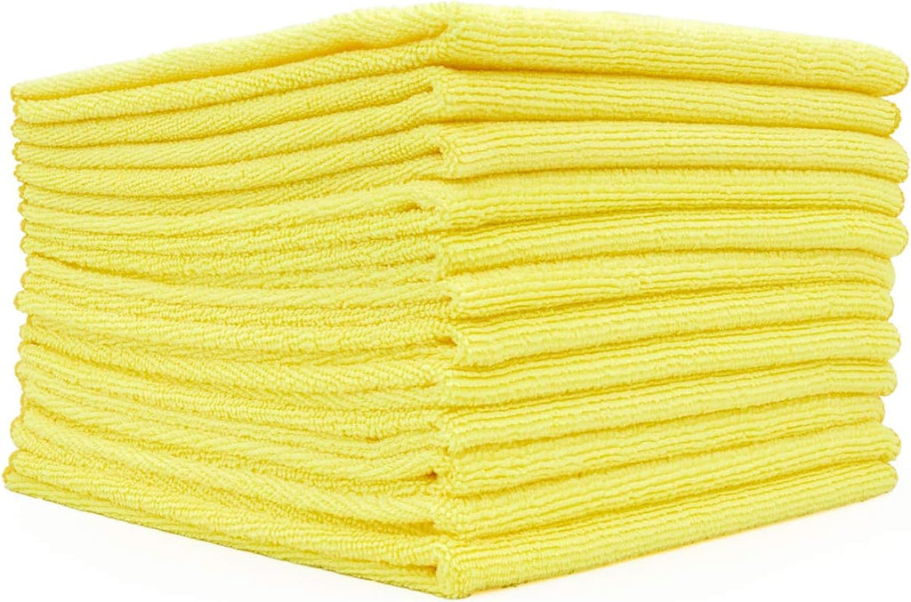 The Rag Company - All-Purpose Microfiber Terry Cleaning Towels - Commercial Grade, Highly Absorbent, Lint-Free, Streak-Free, Kitchens, Bathrooms, Offices, 300gsm, 12in x 12in, Yellow (12-Pack)