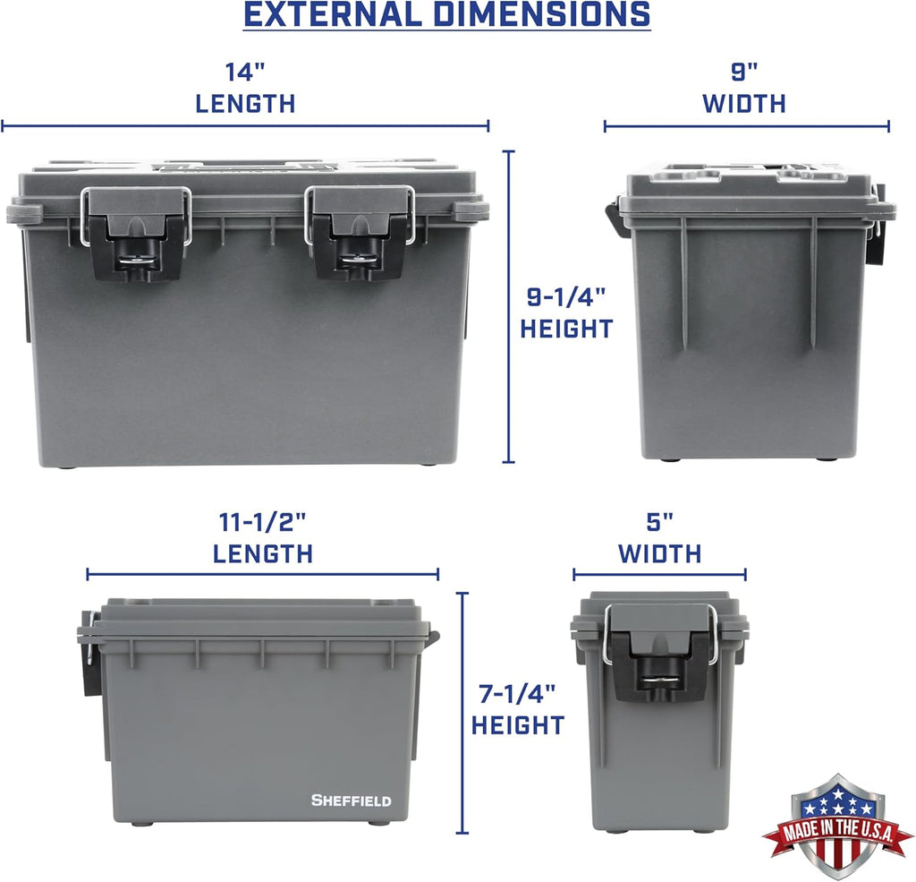 Sheffield 12755 Storage Bins With Lids, 2-Pack Stackable Storage Bins, Made in USA, Lockable and Water-Resistant Containers with Lids, Plastic Containers for Home, Classroom, and Dorm