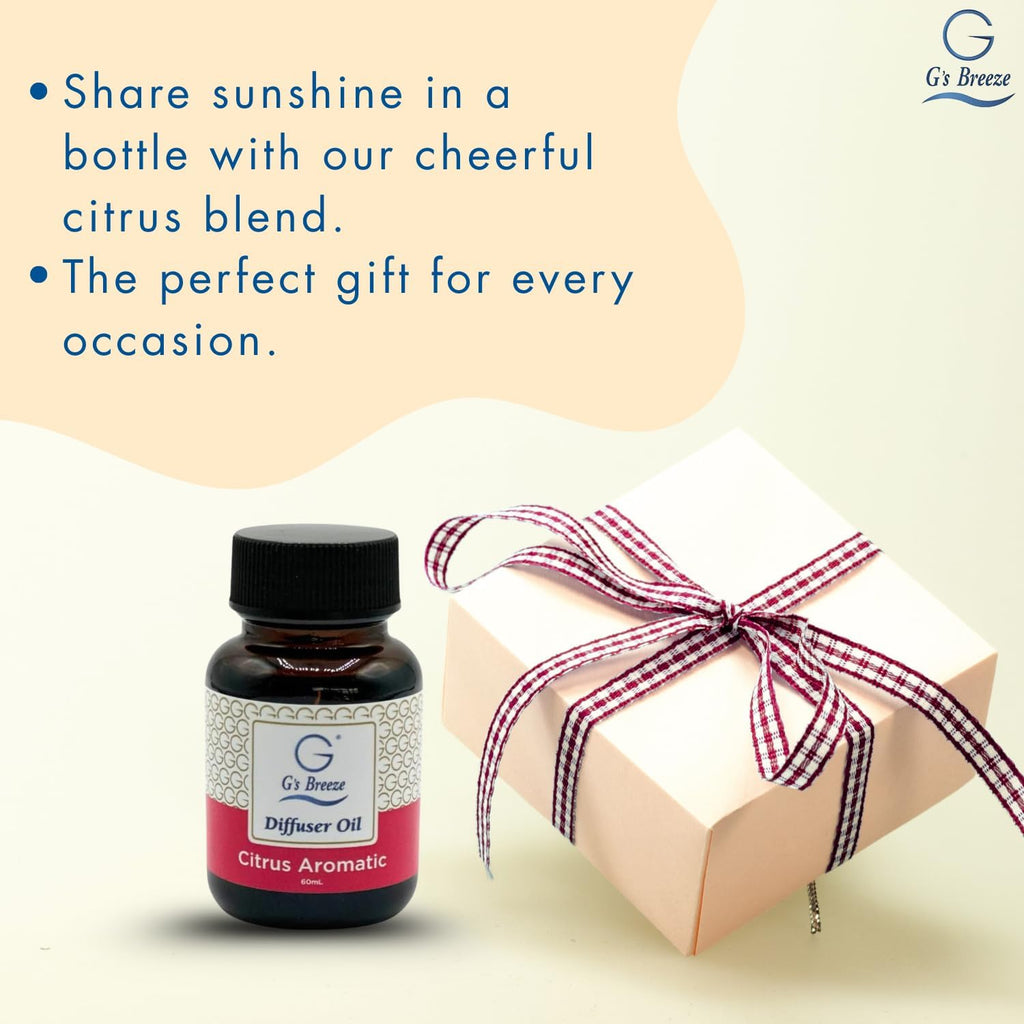 G's Breeze Citrus Aromatic Diffuser Oil Refill - Energize and Cheerful Essence - Fruity Scent of Sun-Kissed Citrus Fruits for Vibrant Atmosphere – Ideal for Home & Office – Long-Lasting Aroma - 60 ML