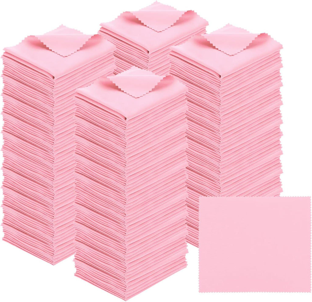 PATIKIL Eyeglass Microfiber Cleaning Cloth 7"x6", 200 Pack Glasses Cleaning Cloth Soft Wipe Screen Cloth for Camera Lens Eyeglasses Screens in Individual Vinyl Pouch, Pink