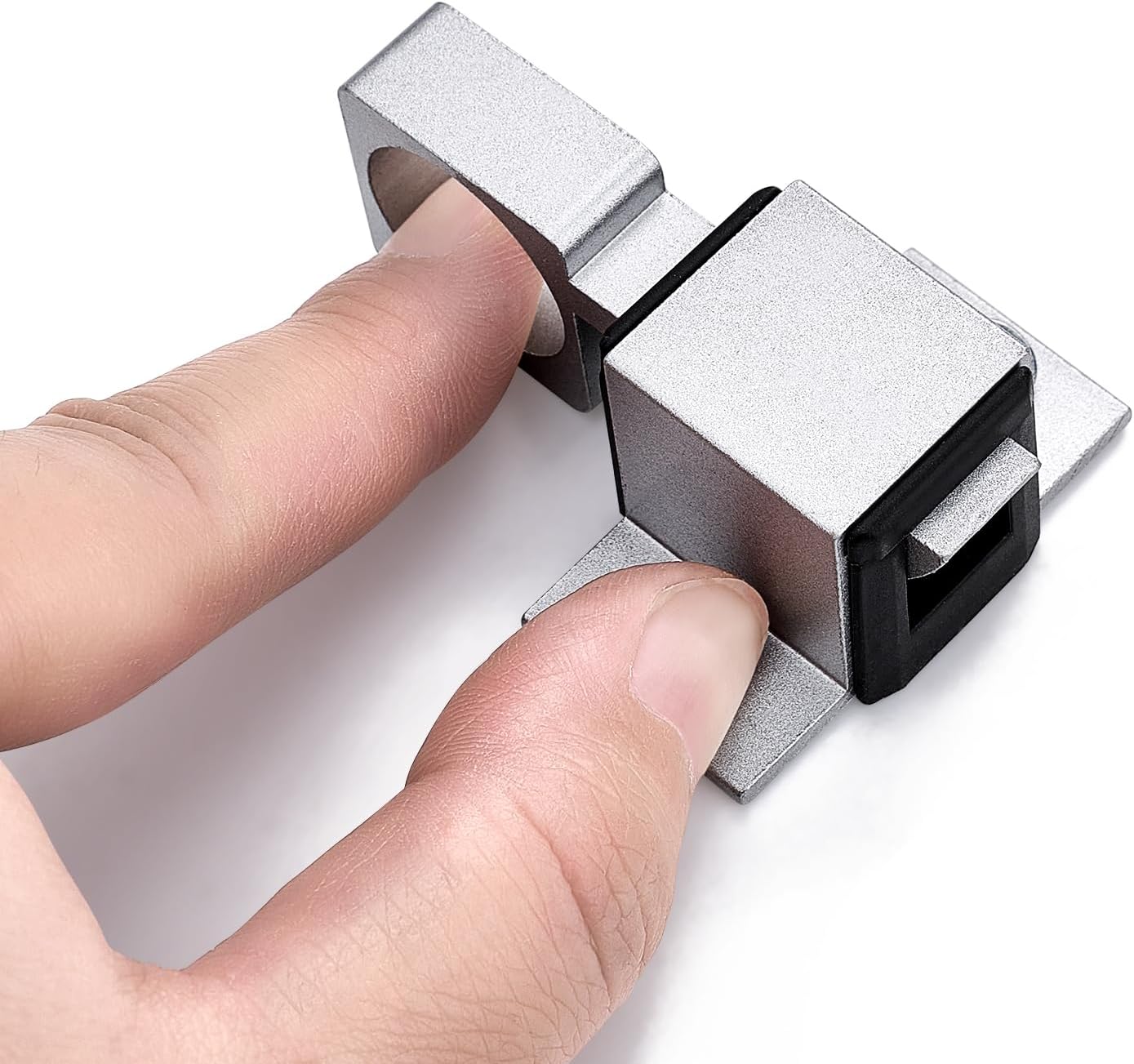 2 Packs Self-Closing Gate Latches, Silver Spring Door Lock, Aluminum Alloy Security Latch for Windows, Cabinets & Gates