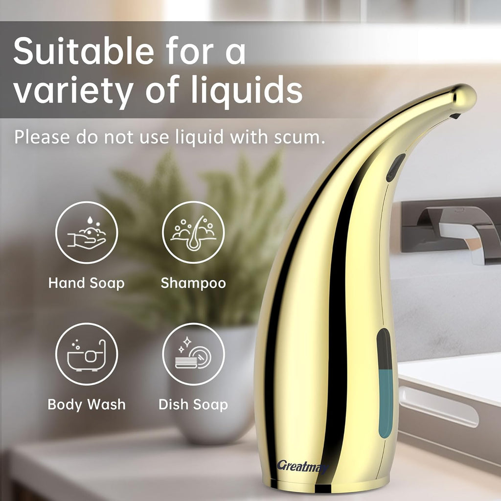 Adjustable Automatic Soap Dispenser Touchless, 4 Adjustable Levels Touchless Sensor Liquid Soap Pump Dispenser，300ml Rechargeable Magnetic Charging Hand Soap Dispenser for Kitchen，Bathroom