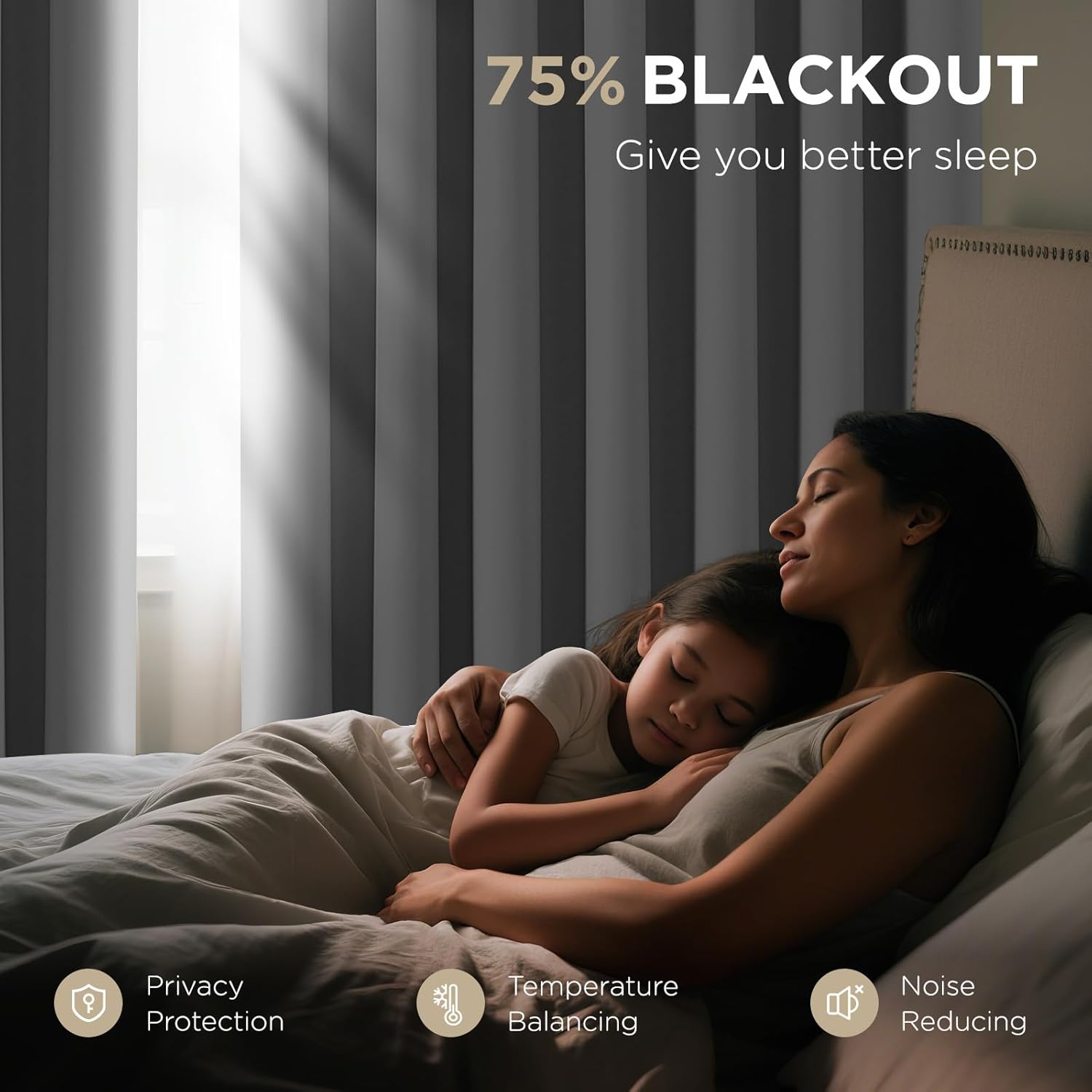 Joydeco Blackout Patio Sliding Door Curtains 108 Inches Long, Grommet Privacy Room Divider Curtains, Extra Wide Thermal Blackout Drapes for Bedroom Living Room (Greyish White 100Wx108L, 1 Panel)