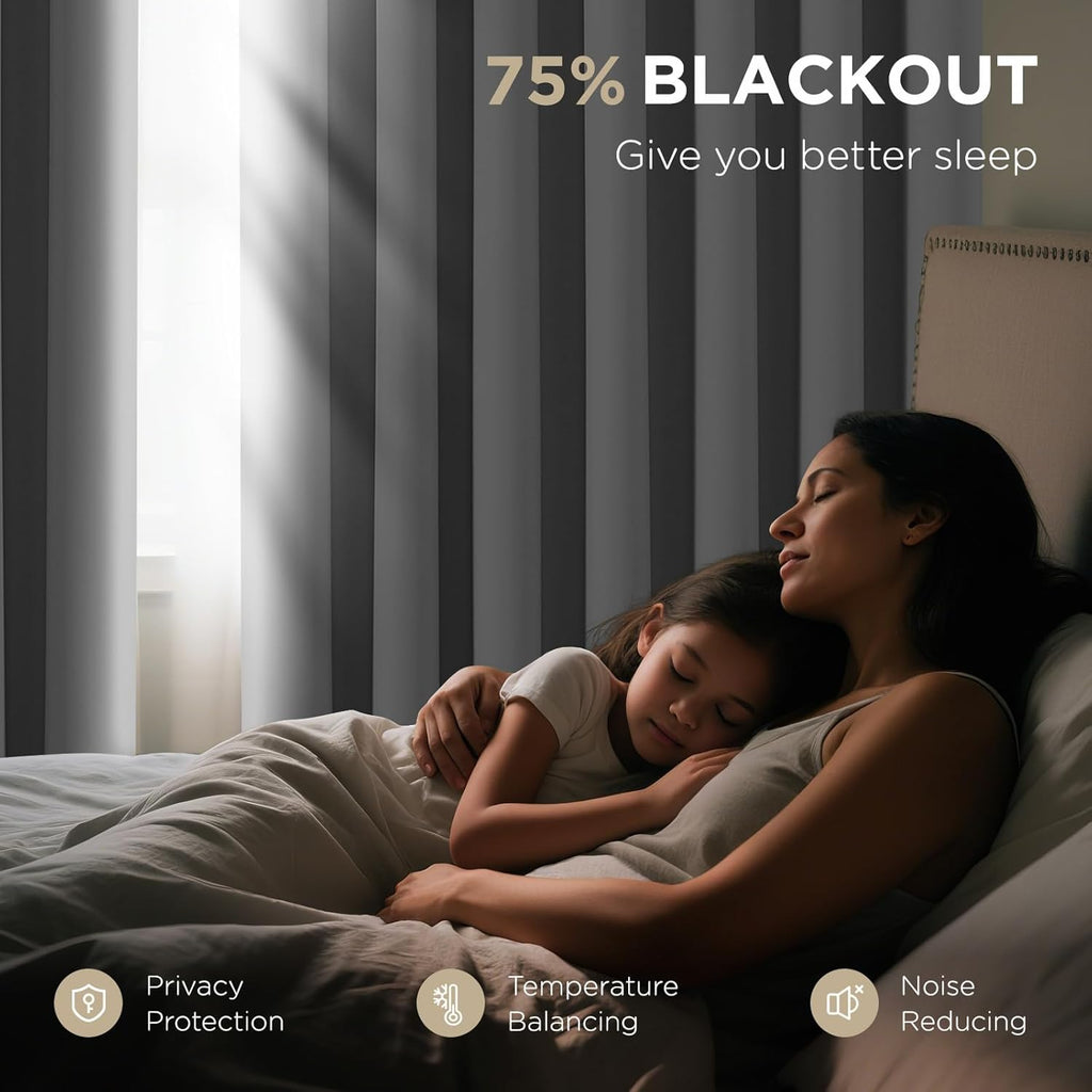 Joydeco Blackout Door Curtain for Doorway Privacy 96 Inches Long, Grommet Closet Curtain for Open Closet, Room Divider for Bedroom Living Room (Greyish White 52Wx96L, 1 Panel)