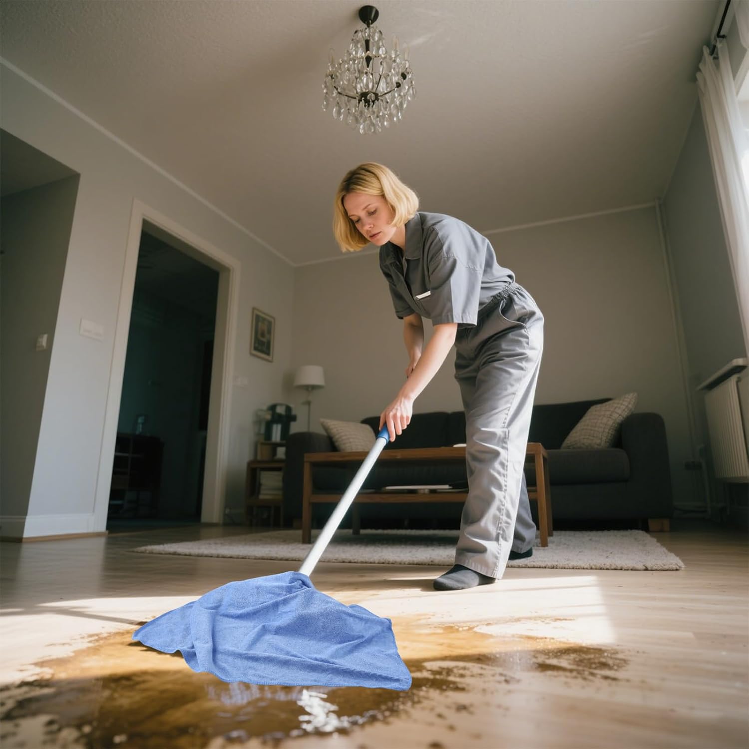 4 Pack Extra Large Microfiber Cleaning Cloths 20"x30", Lint-Free Reusable Towels for Home, Glass, Windows, Office, Kitchen, Bathroom – Mixed Blue