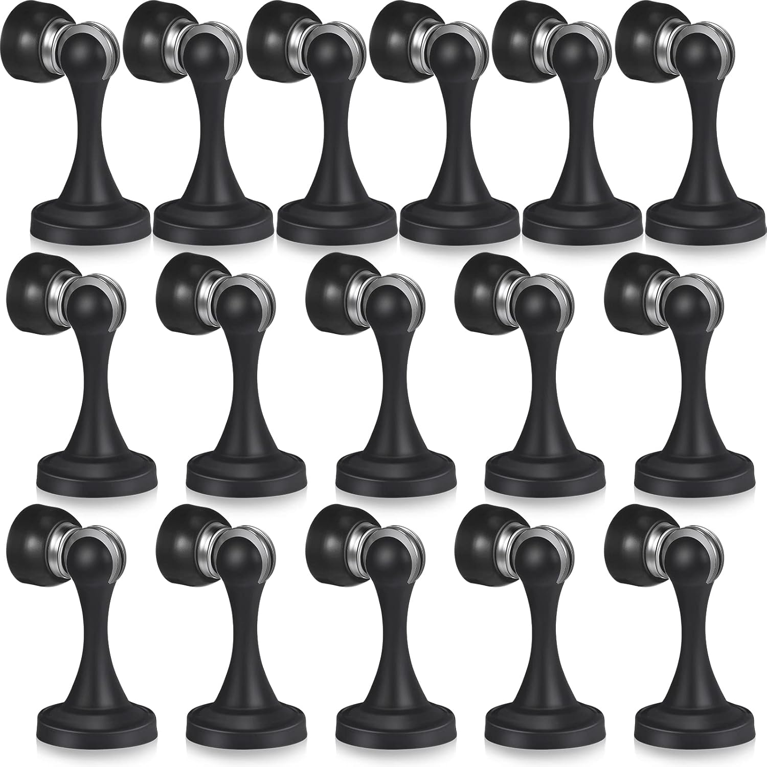 16 Pcs Magnetic Door Stoppers Stainless Steel Door Stops Magnetic Catch Holder with Screws for Wall Floor Mounted Wall Protector Hold (Black)