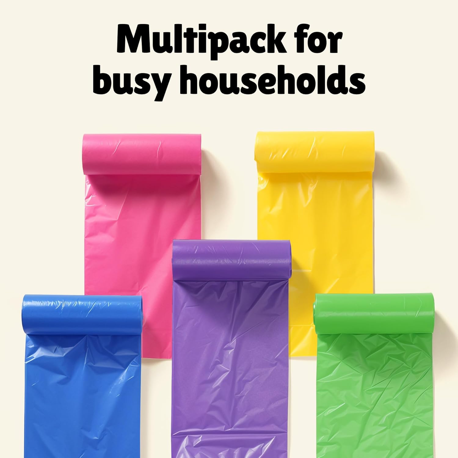 FORID Small Trash Bags 1.2 Gallon Colored - Extra Thick Mini Garbage Bags Unscented,Strong Plastic Wastebasket Liners for Bathroom Bedroom Office and Car,150 Bags Multi Colored