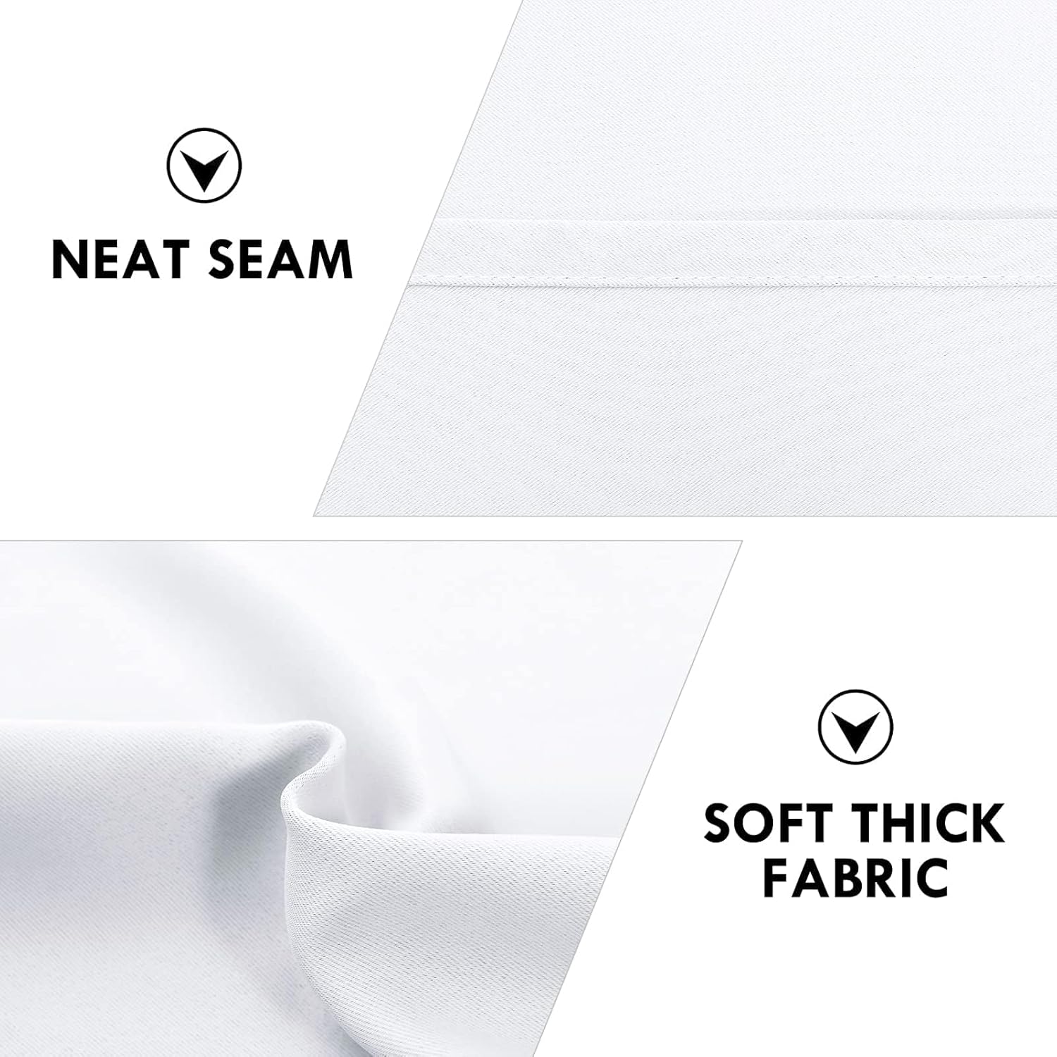 DWCN White Curtains for Living Room Thermal Insulated, Energy Saving & Noise Reducing Bedroom Curtains, White, W 70x L 63 Inch, Set of 2 Rod Pocket Curtain Panels