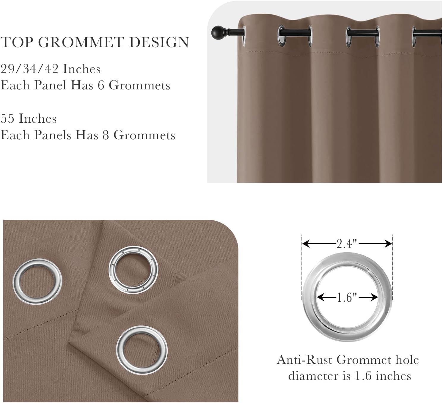 PONY DANCE Blackout Curtain Panels - Window Treatments Room Darkening Thermal Insulated Drapery with Grommets for Living Room Bedroom, W 55" x L 94", Chocolate Brown, 2 Pieces