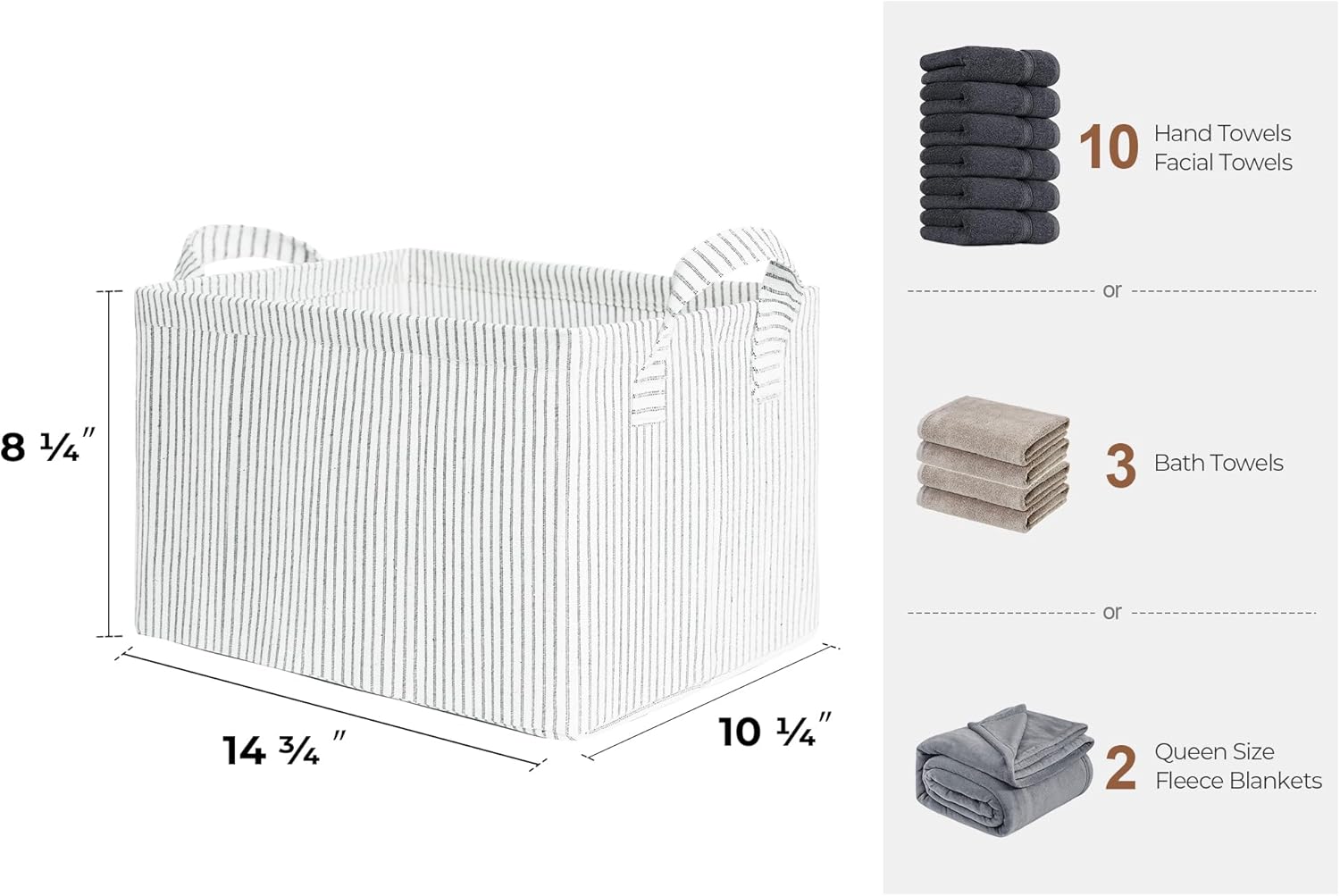 StorageWorks Storage Bins, Fabric Storage Bins for Shelves, Storage Baskets with Metal Frame, Closet Baskets and Bins with Handles, Khaki and Beige Stripes, 2-Pack